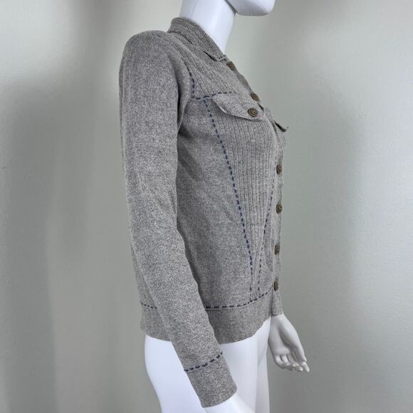 Vintage Women Size XS Beige Knit Linen Cotton Minimalist Cardigan Sweater Preppy - Picture 3 of 17